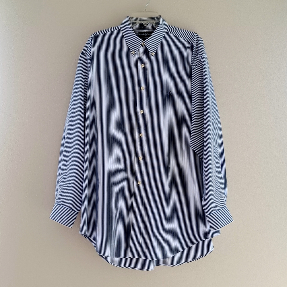 RALPH LAUREN Yarmouth Men's Striped Cotton Shirt, size 17/34-35